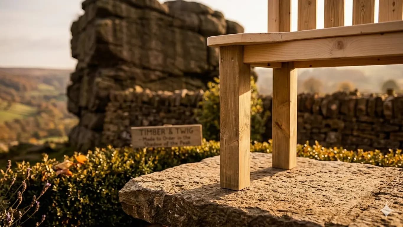 Timber & Twig mud kitchen on a Peak District gritstone outcrop